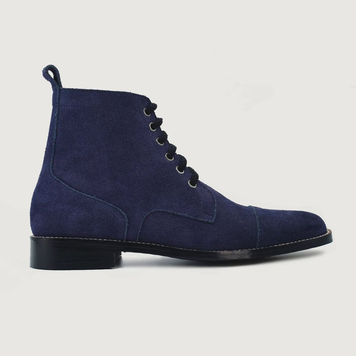 Midnight Blue Goatskin Suede Leather Boots - Рантовая конструкция Goodyear Welt и носок обуви