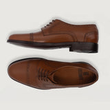 Dirk Brogues Derby Tan Leather Shoes For Men - Reinforced Heel Counter & Precision Double-Row Stitching Detail