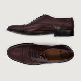 Greyson Brogues Oxford Maroon Leather Shoes For Men - Reinforced Heel Counter & Precision Double-Row Stitching Detail