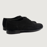 High-Traction Rubber Outsole & Lug Tread Pattern on Attorney Derby Black Suede Leather Shoes For Men