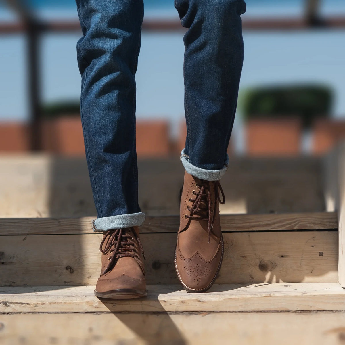 Tailored Rib Cuffs & Hem Craftsmanship Construction Detail on Duster Brogues Derby Oil Pull-up Коричневый Кожаные ботинки для Мужчин