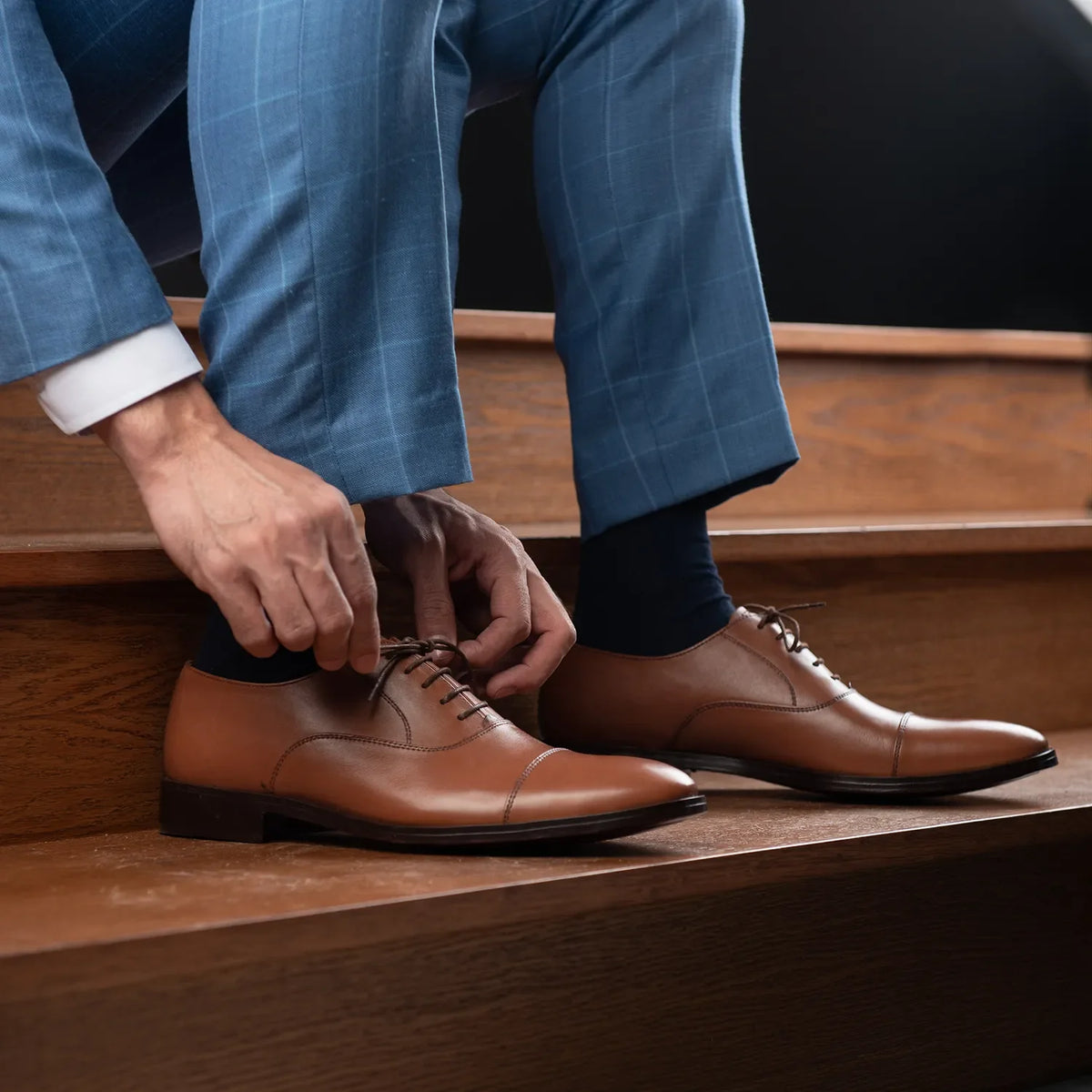 High-Traction Rubber Outsole & Lug Tread Pattern on Professor Oxford Рыжий Кожаная обувь для Мужчин For Men