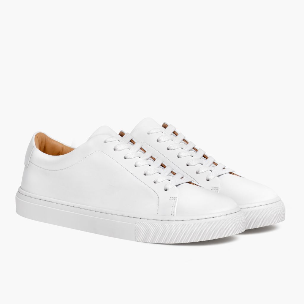 Encore White Кожаные кеды для Мужчин in White Full-Grain Leather - Вид сбоку | Купить в официальном онлайн-магазине