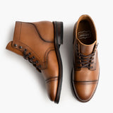 Captain Toffee Leather Boots - Reinforced Heel Counter & Precision Double-Row Stitching Detail
