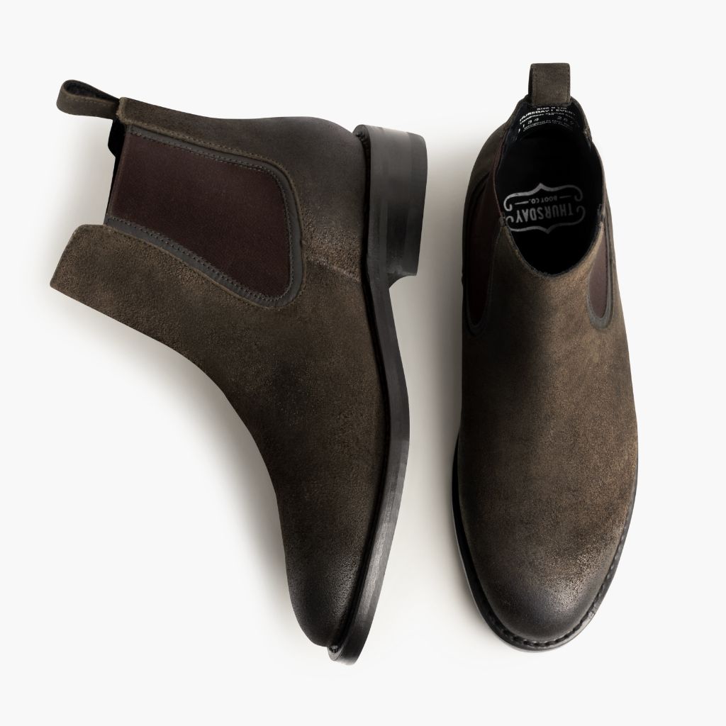 Duke Dark Olive Suede Кожаные ботинки для Мужчин - Усиленный задник и точная двойная строчка