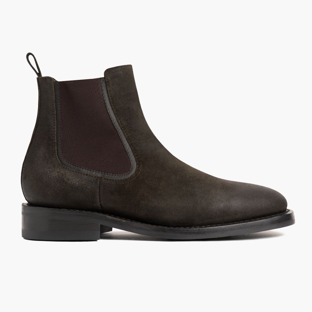 Olive Goatskin Suede Leather Boots - Рантовая конструкция Goodyear Welt и носок обуви