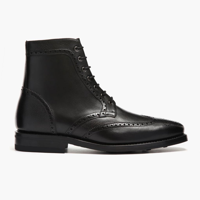 Wingtip Черный Кожаные ботинки для Мужчин