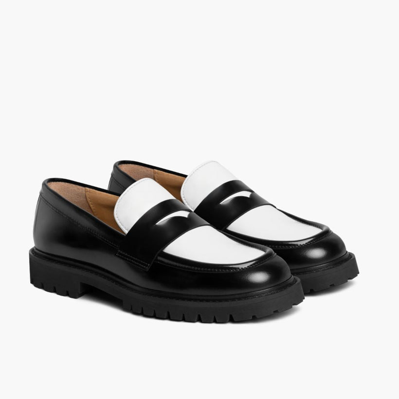Penny Черная & White Leather Loafers женская