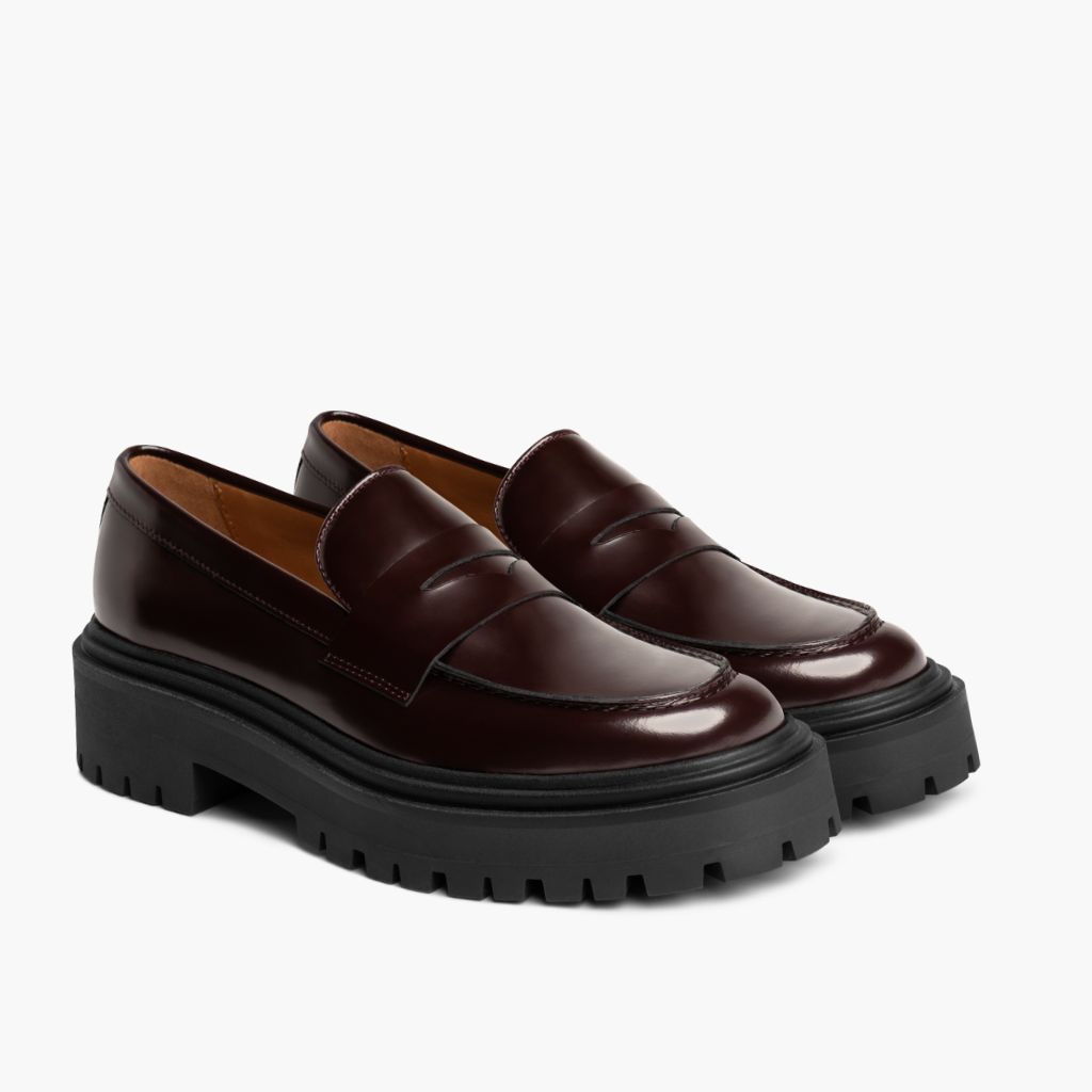 Penny Platform Бургунди Кожаные ботинки для Женщин in Burgundy Full-Grain Leather - Вид сбоку | Купить в официальном онлайн-магазине