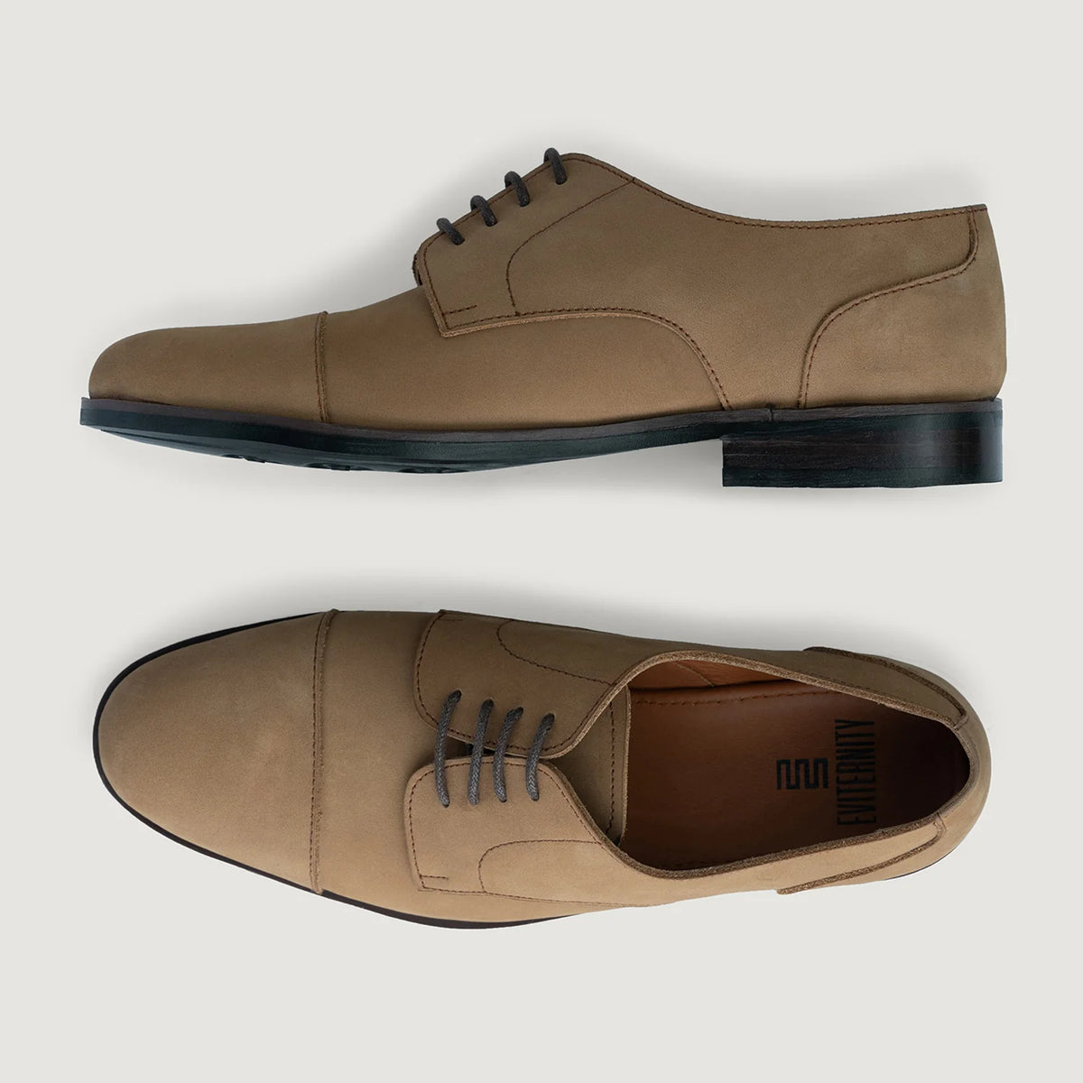 Attorney Derby Brown Nubuck Leather Shoes StudGuard For Men - Усиленный задник и точная двойная строчка