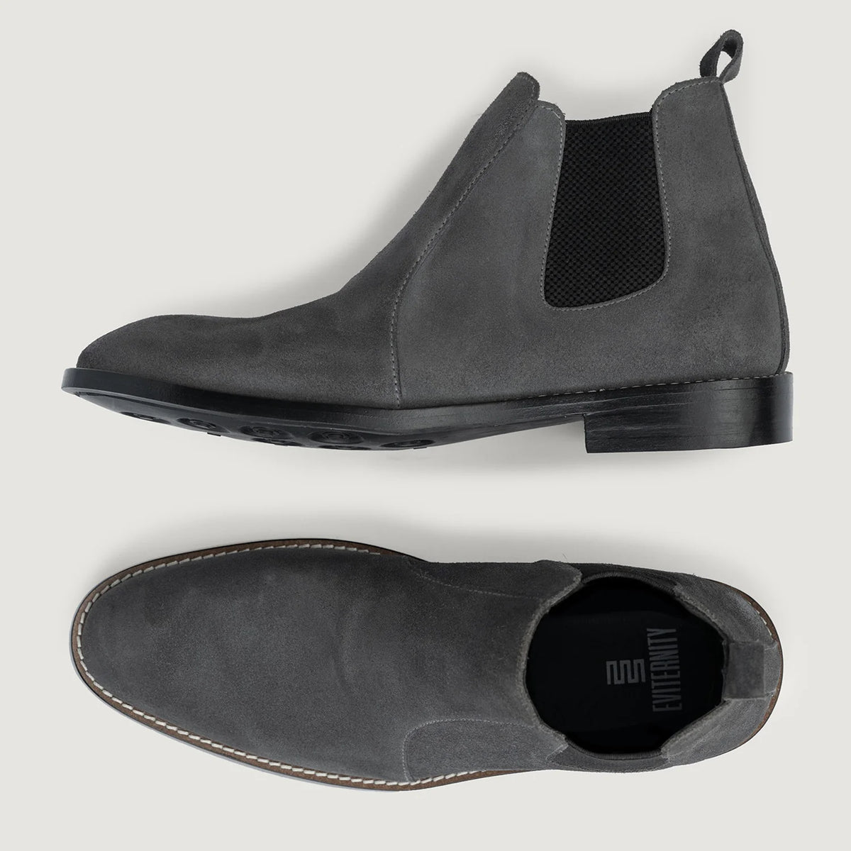 Clarkson Chelsea Grey Suede Leather Boots StudGuard For Men - Усиленный задник и точная двойная строчка
