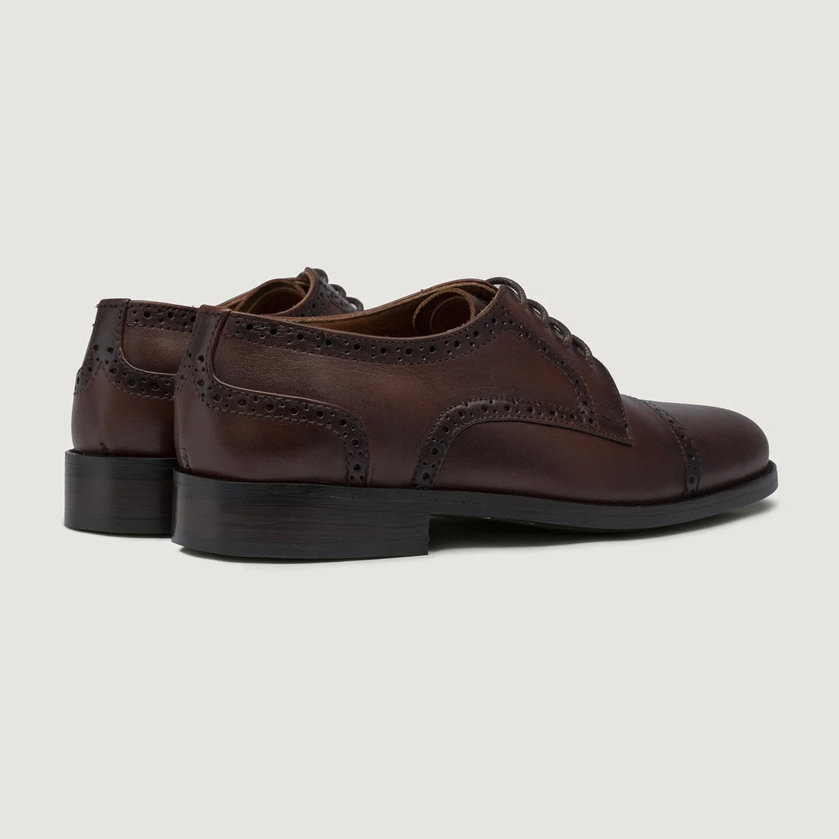 Dirk Brogues Derby Brown Leather Shoes StudGuard For Men - Усиленный задник и точная двойная строчка