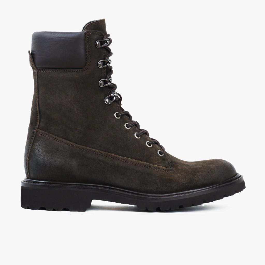 Olive Goatskin Suede Leather Boots - Рантовая конструкция Goodyear Welt и носок обуви