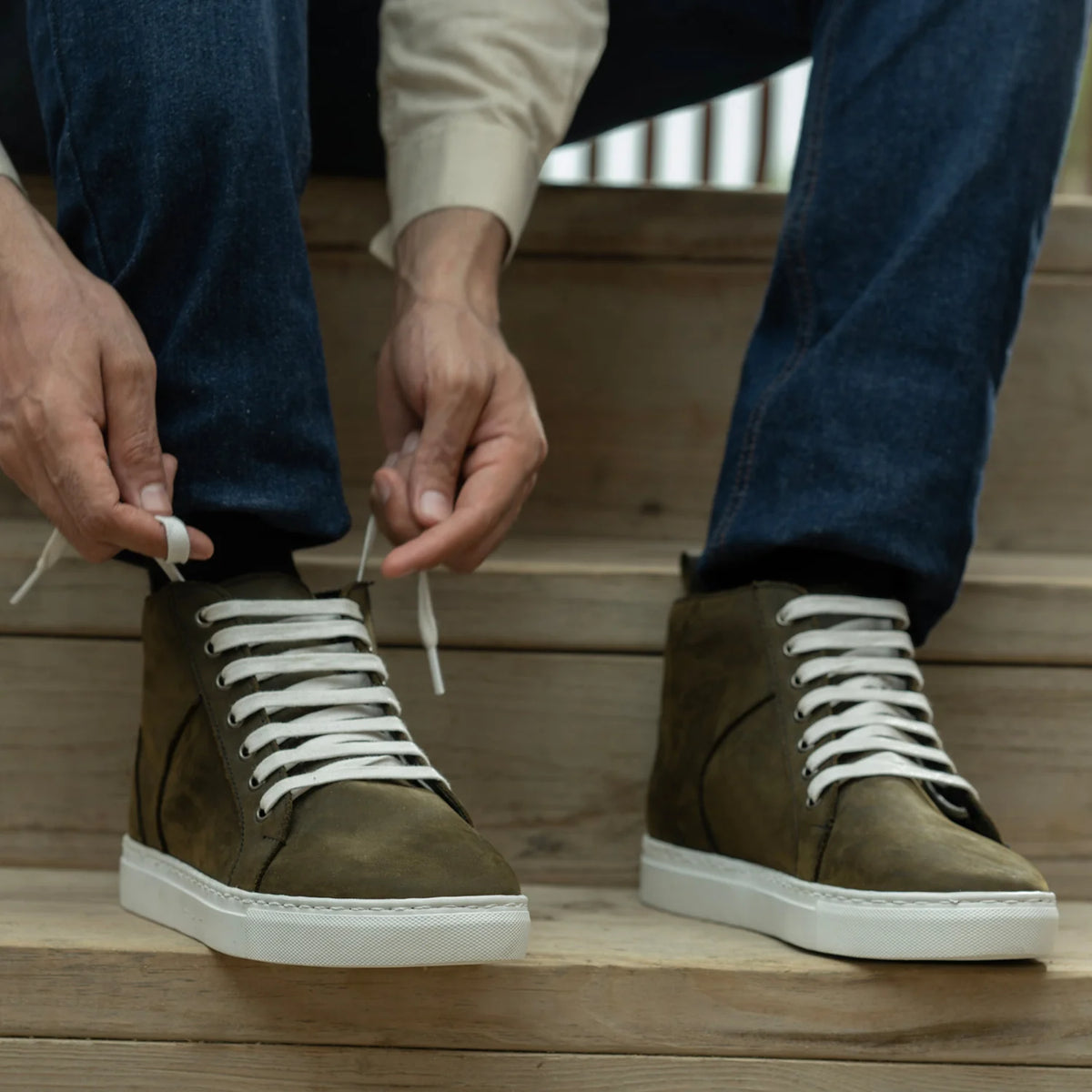 Orlaven Marty High Top Olive Pullup Кожаные кеды для Мужчин footwear image 10