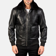 
Крупный план деталей of Shirt with Removable Fur & Zipper Hardware on Airin G-1 Черный Кожаный бомбер для Мужчин
