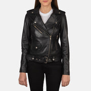 
Alison Черный Кожаная куртка-косуха для Женщин in Black Cowhide Leather - Вид спереди и приталенный силуэт | Купить в официальном онлайн-магазине