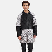 Artistry Черная Dye Кожаное пальто мужская in Black &amp; White Sheepskin Dip &amp;Amp; Dye - Вид спереди и приталенный силуэт | Купить онлайн