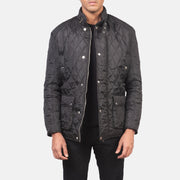 Men's Barry Quilted Black Windbreaker Jacket in Black Polyester - Front Profile View &amp; Tailored Silhouette | Buy Online