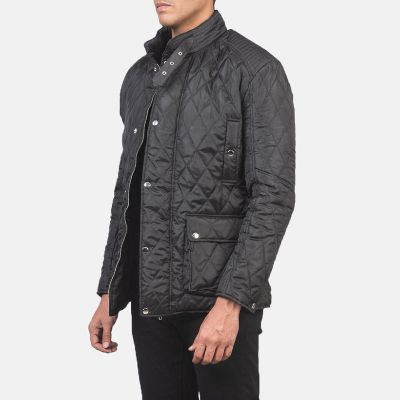 Barry Quilted Черная Windbreaker Кожаная куртка мужская