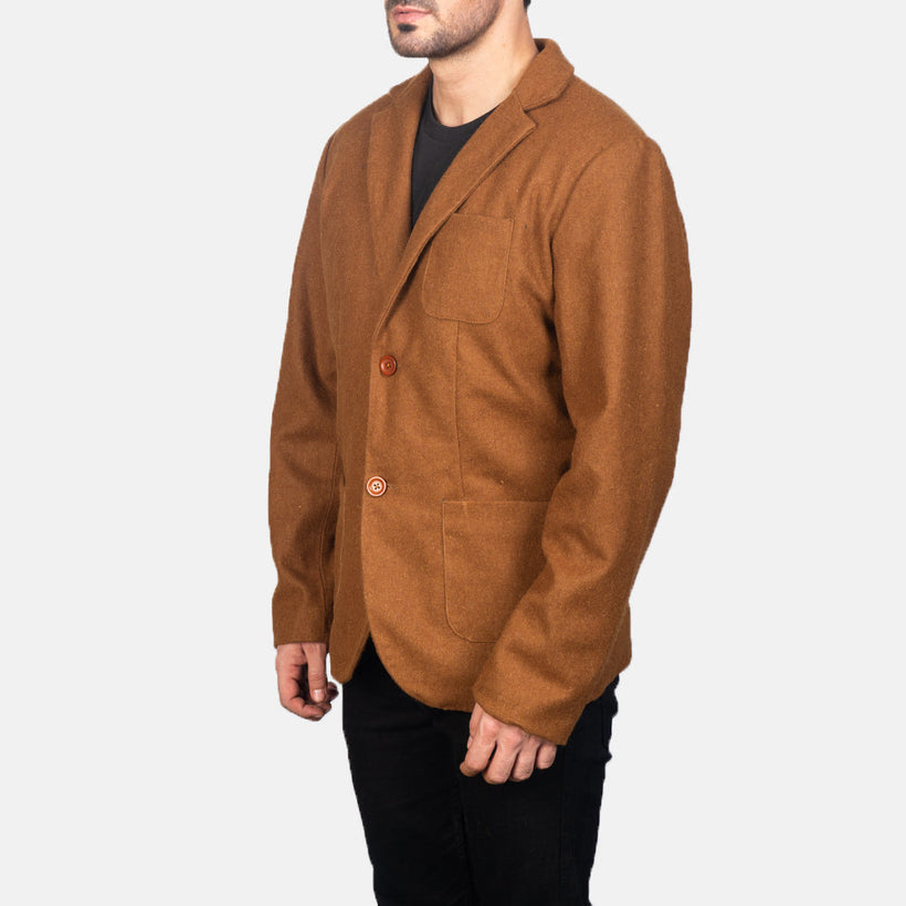 Borges Khaki Wool Кожаный пиджак мужская