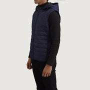 
Blue Full-Grain leather Vest - Вид сзади, подчеркивающий посадку по плечам и ровный край