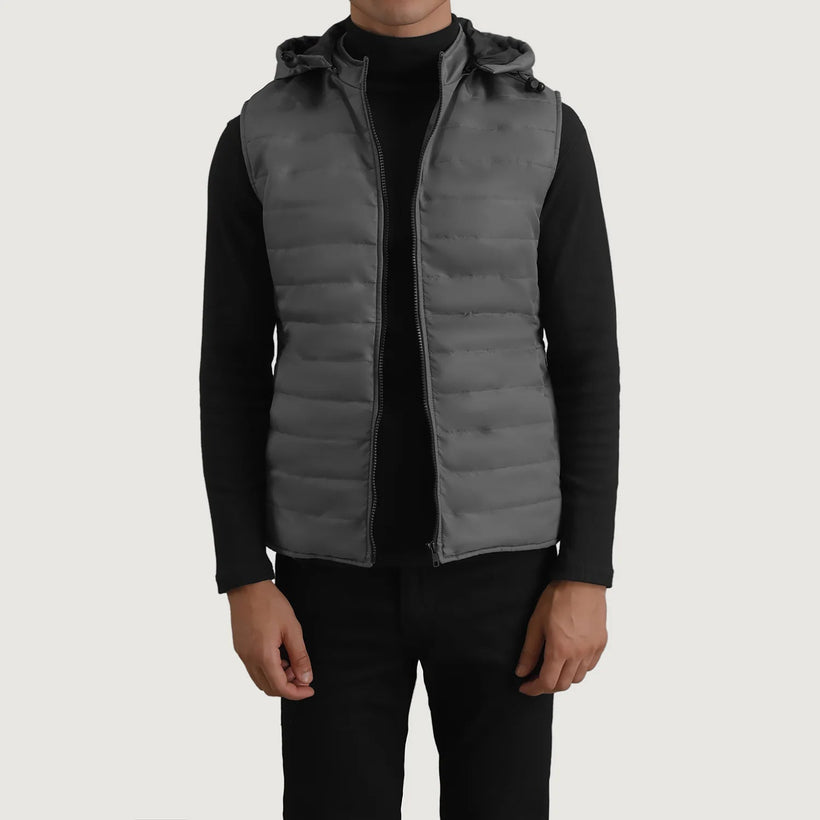 Carlo Grey Hooded Puffer Vest мужская