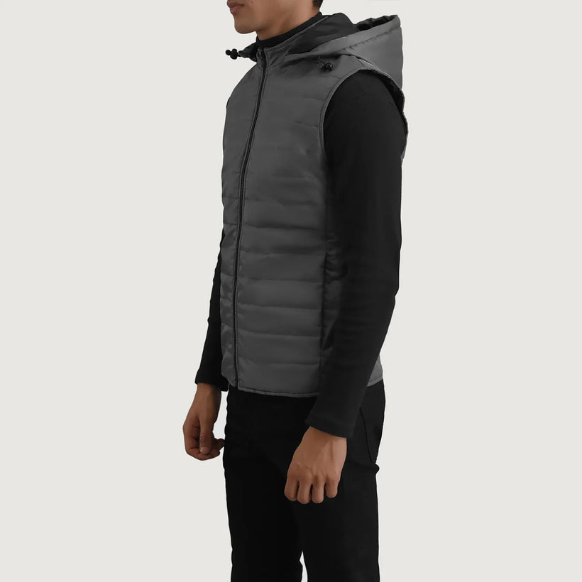 Carlo Grey Hooded Puffer Vest мужская