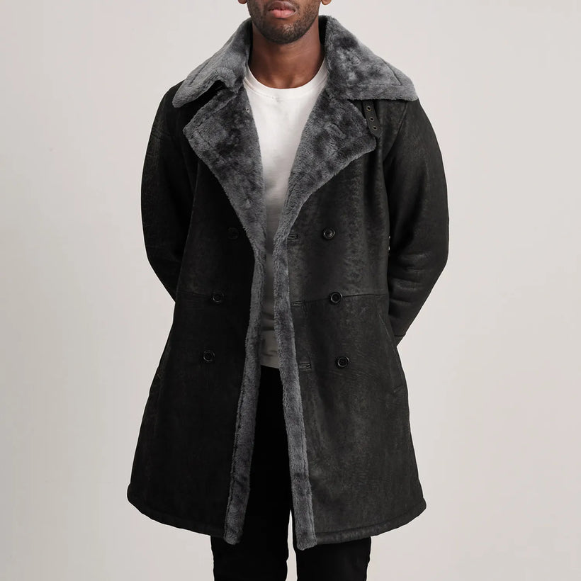 Charles Кожаное пальто Коричневая Shearling Кожаное пальто мужская