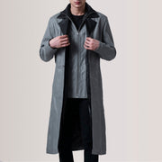 
Charlton Grey Leather Single Breasted Кожаное пальто для Мужчин For Men in Grey Sheepskin Leather - Вид спереди и приталенный силуэт | Купить в официальном онлайн-магазине