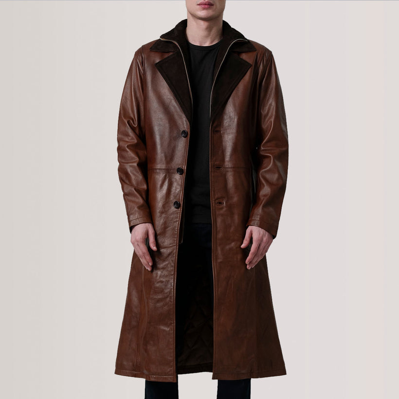 Charlton Waxed Коричневая Leather Single Breasted Кожаное пальто мужская