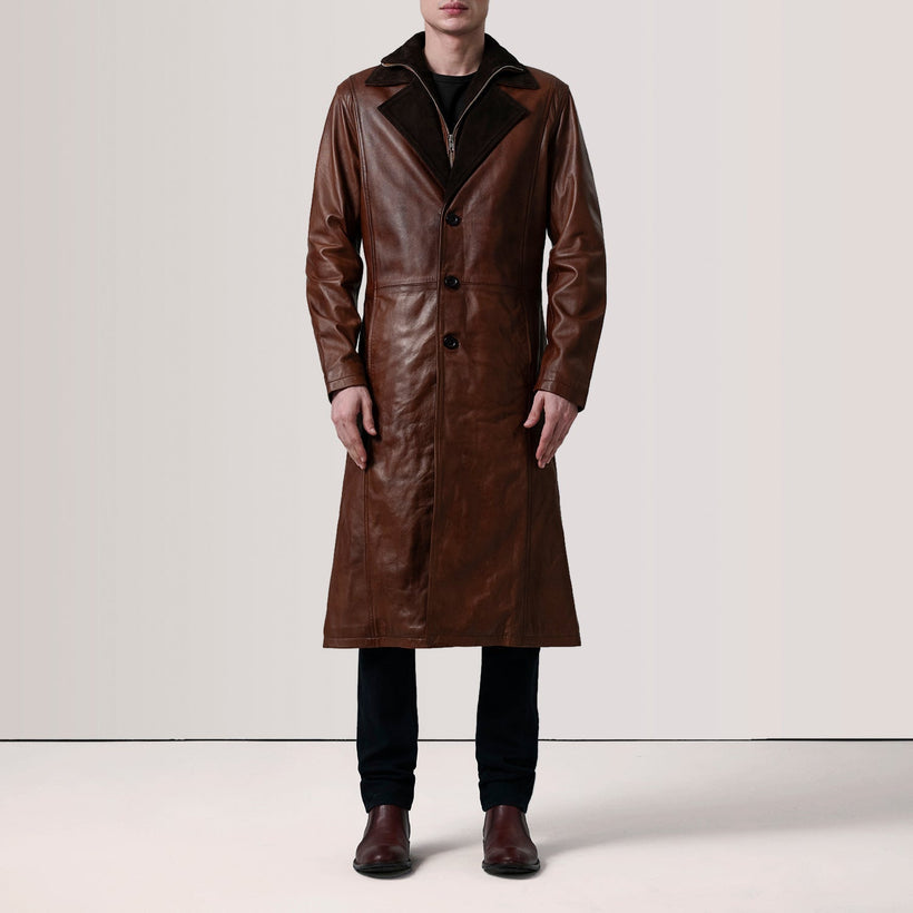 Charlton Waxed Коричневая Leather Single Breasted Кожаное пальто мужская