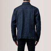 
Крупный план деталей of Classic Collar & Heavy-Duty Zipper Hardware on Conard Ash Grey Denim Trucker Jacket For Men