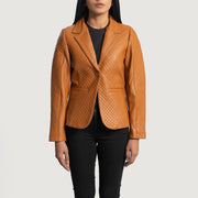 
Cora Стеганый Коричневый Кожаный пиджак для Женщин in Brown Sheepskin Leather - Вид спереди и приталенный силуэт | Купить в официальном онлайн-магазине