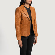 
Brown Sheepskin leather Blazer - Вид сзади, подчеркивающий посадку по плечам и ровный край