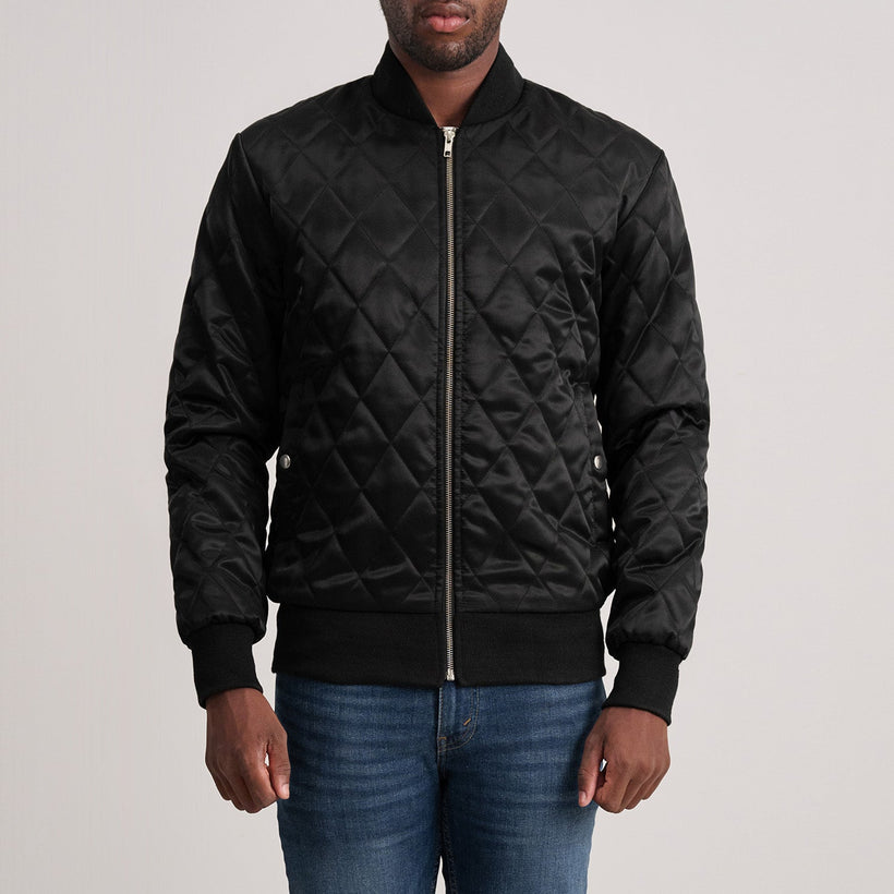 Danson Quilted Черная Varsity Кожаная куртка мужская