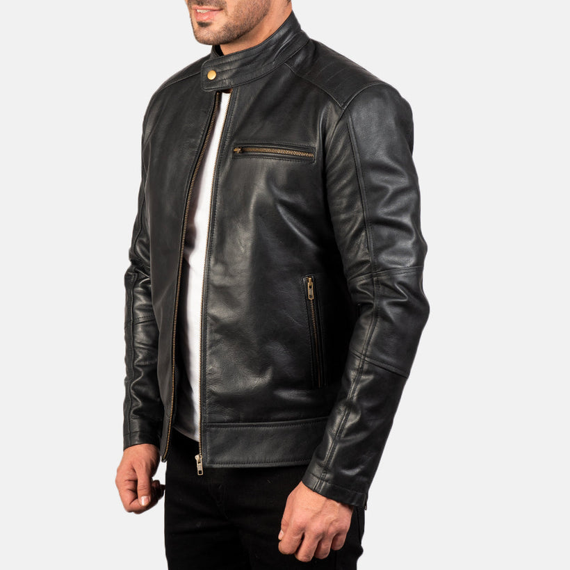 Dean Черная Кожаная косуха мужская