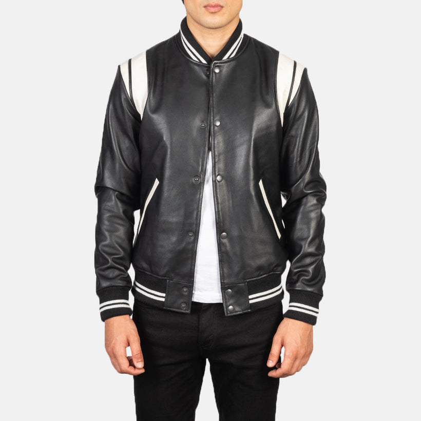 [FS] Dantee Черная Leather Varsity Кожаная куртка мужская