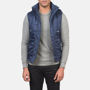 
Fuston Синий Утепленный жилет с капюшоном для Мужчин in Blue Nylon (Water-Resistant) - Вид спереди и приталенный силуэт | Купить в официальном онлайн-магазине