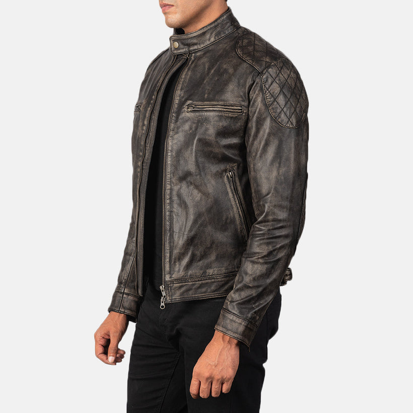Gatsby Distressed Коричневая Кожаная куртка мужская