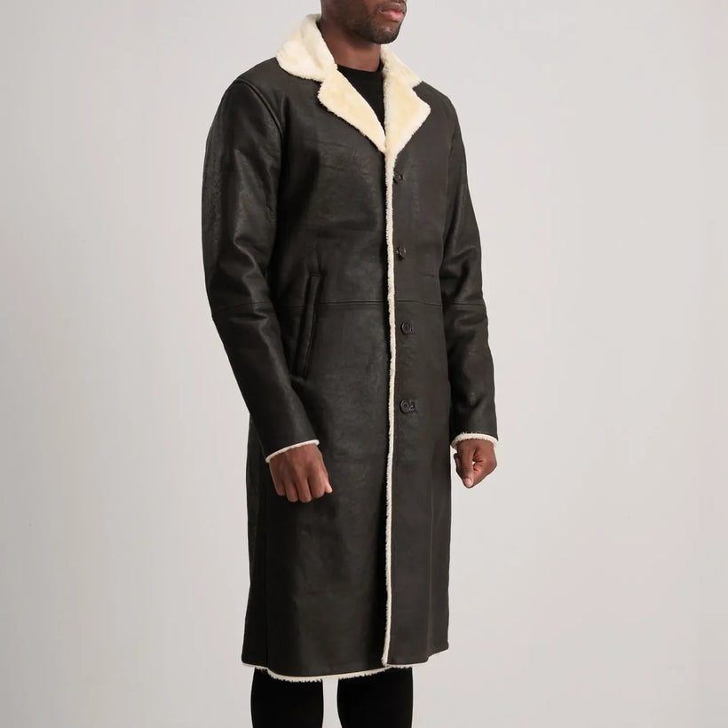 Kolby Коричневый Shearling Кожаное пальто для Мужчин