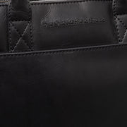 Solid Antique Brass Hardware &amp; Heavy-Duty Dual Zipper Detail on Tilbury Full-Grain Leather Laptop Bag