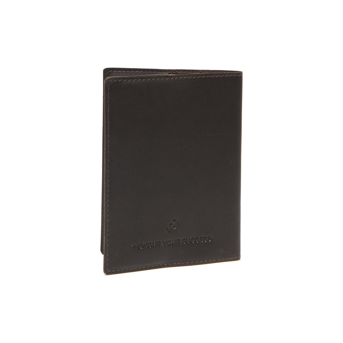 Styled Fit Perspective of Leather Passport Case on Model - Natural Daylight Drape