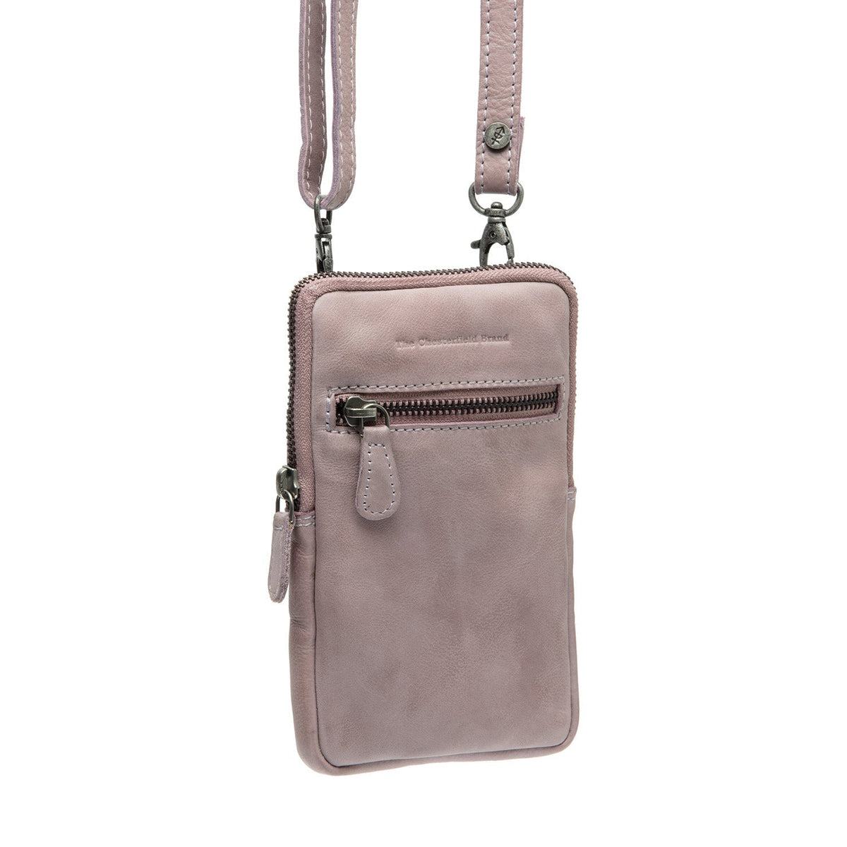 Salta Full-Grain Leather Phone Bag in Classic 100% Full-Grain Leather - Front Profile View &amp; Tailored Silhouette | Buy Online