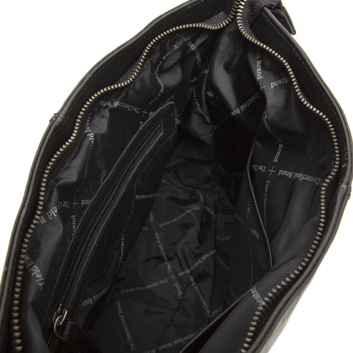 Solid Antique Brass Hardware & Heavy-Duty Dual Zipper Detail on Amelia Full-Grain Leather Shoulder Bag