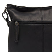 Solid Antique Brass Hardware & Heavy-Duty Dual Zipper Detail on Jen Full-Grain Leather Shoulder Bag