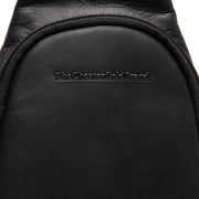 Solid Antique Brass Hardware &amp; Heavy-Duty Dual Zipper Detail on Leather Sling Bag Bowey