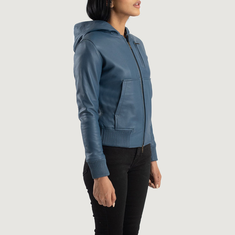 Luna Hooded Кожаный бомбер женская