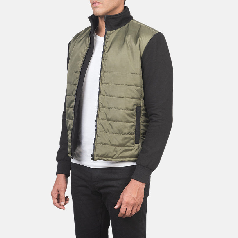 Nashville Quilted Зеленая Windbreaker Кожаная куртка мужская
