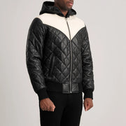 
Tan Brown Sheepskin Leather Bomber Jacket - Вид сзади, подчеркивающий посадку по плечам и ровный край