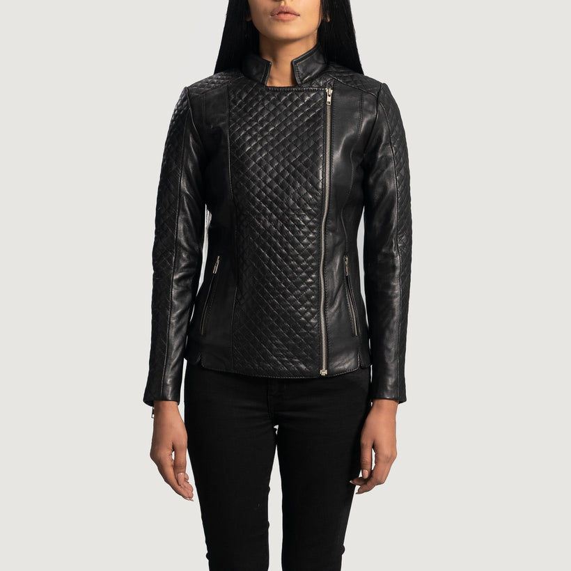 Orient Grain Quilted Черная Кожаная косуха женская